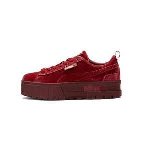 Puma Womens Mayze Velvet Shoes 'Tibetan Red-Puma Team Gold' Puma Corsa Shoes