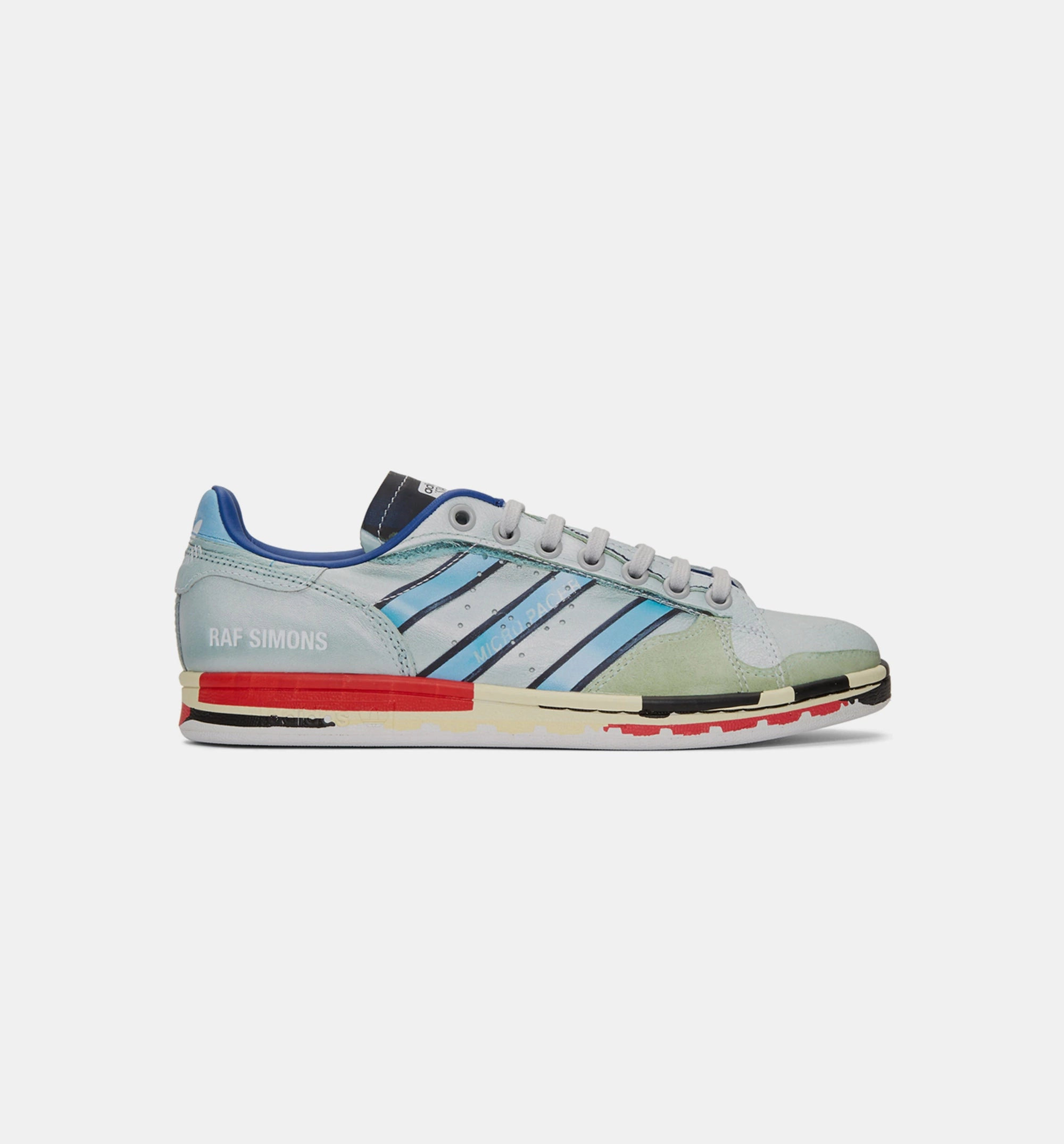 Adidas Wimbledon Shoes Raf Simons Micropacer Stan Smith Mens Shoes - Silver Metallic/Red/Blue