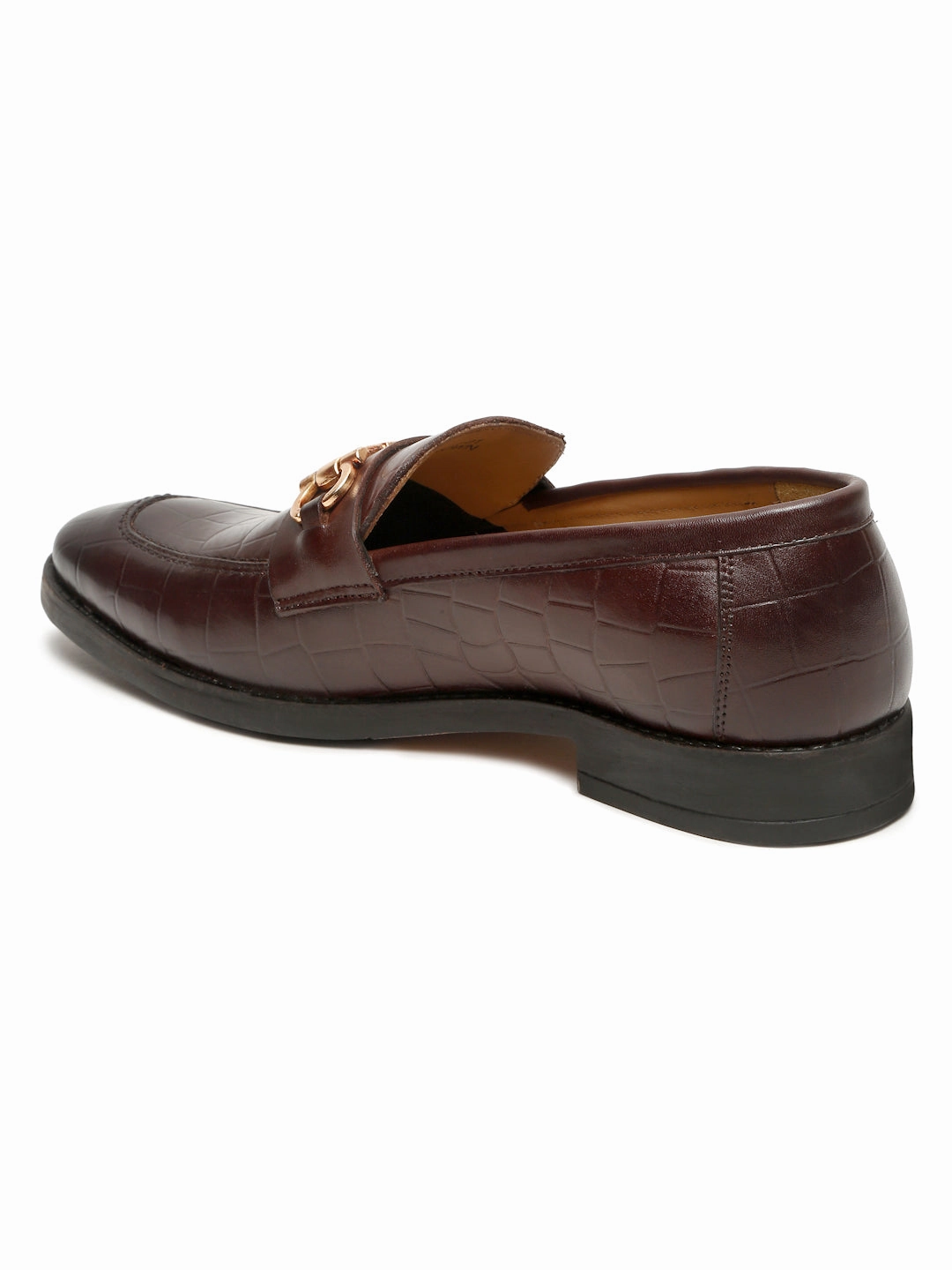 Dexflex Comfort Loafers Men's Brown Texture Slip-On Loafers With Buckle
