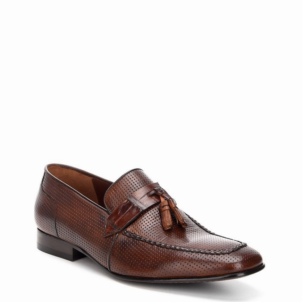 1X4TVLP - Cuadra almond casual fashion leather tassel loafers for men Loafers With Joggers