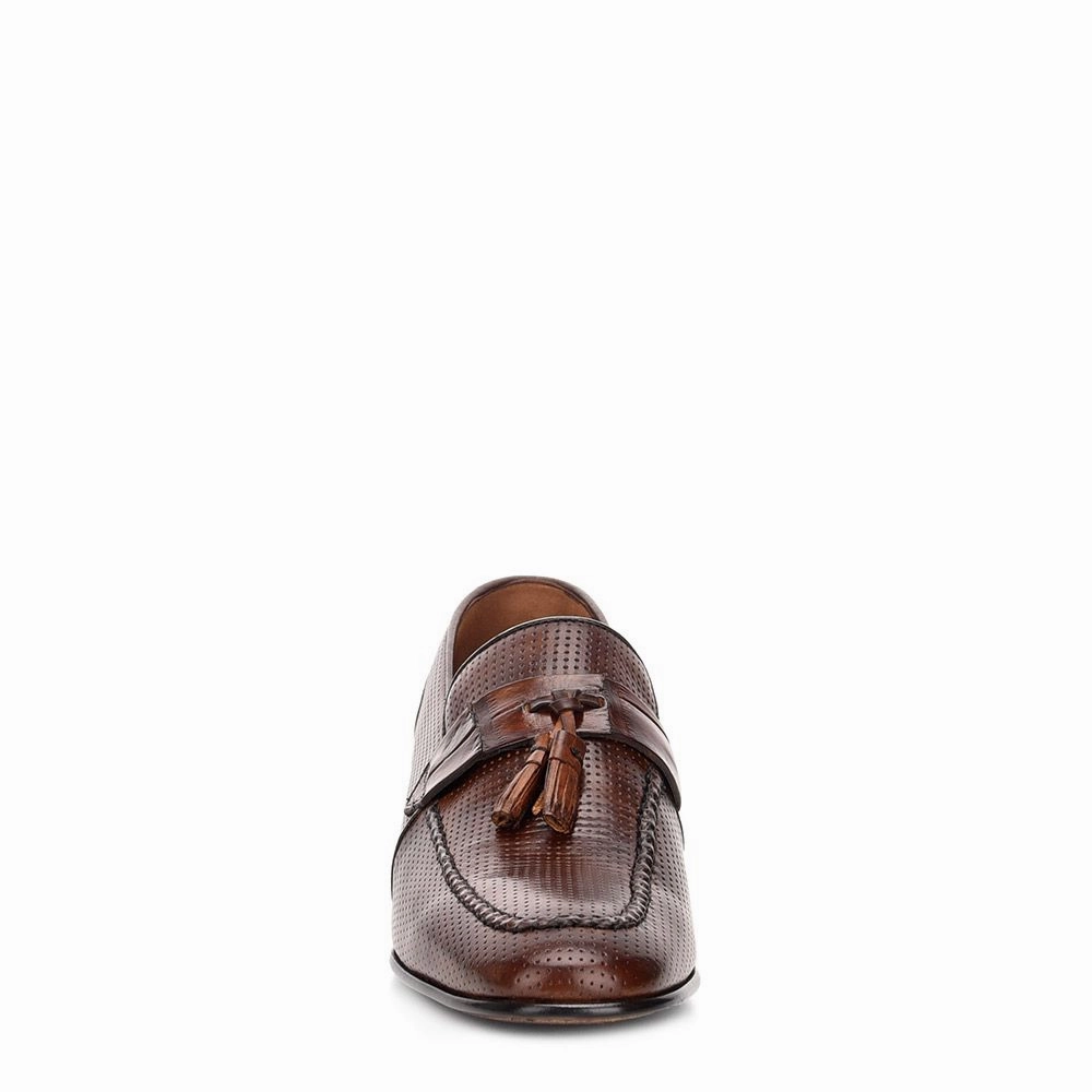 Johnston Murphy Tassel Loafers 1X4TVLP - Cuadra almond casual fashion leather tassel loafers for men