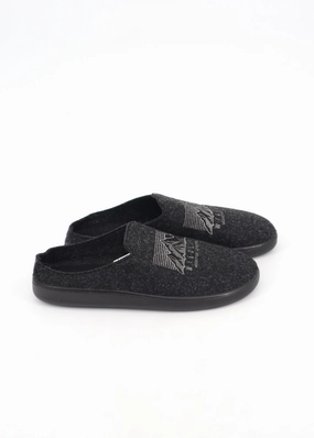 Men's Graphic Embroidered Slippers,Dark Grey Thong Slides