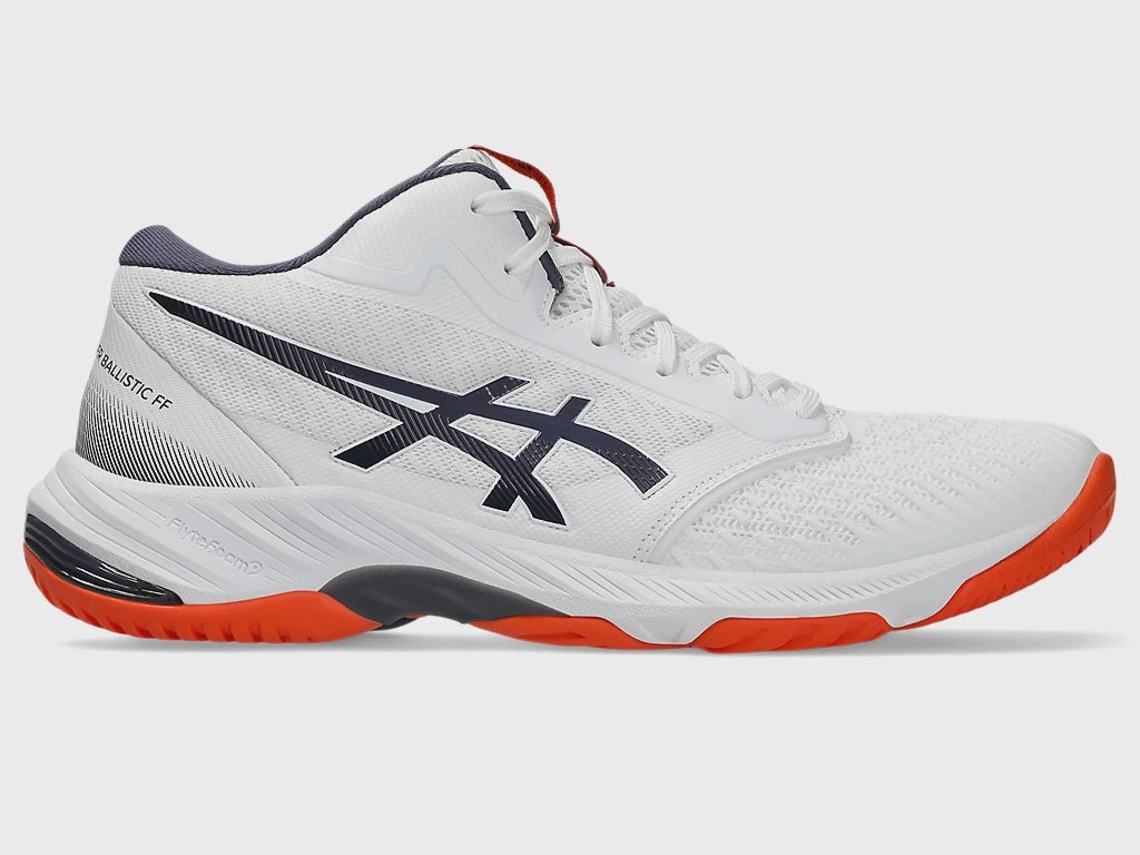 Sizing Asics Shoes Asics Netburner Ballistic FF MT 3 Mens White/Indigo Fog