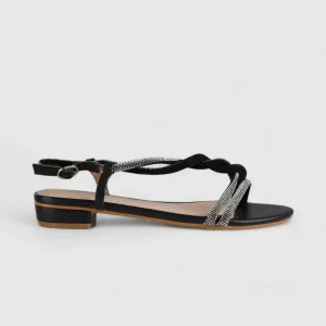 Bulbul Flat Bling  Sandal Black HAR013 Walking Sandals Arch Support