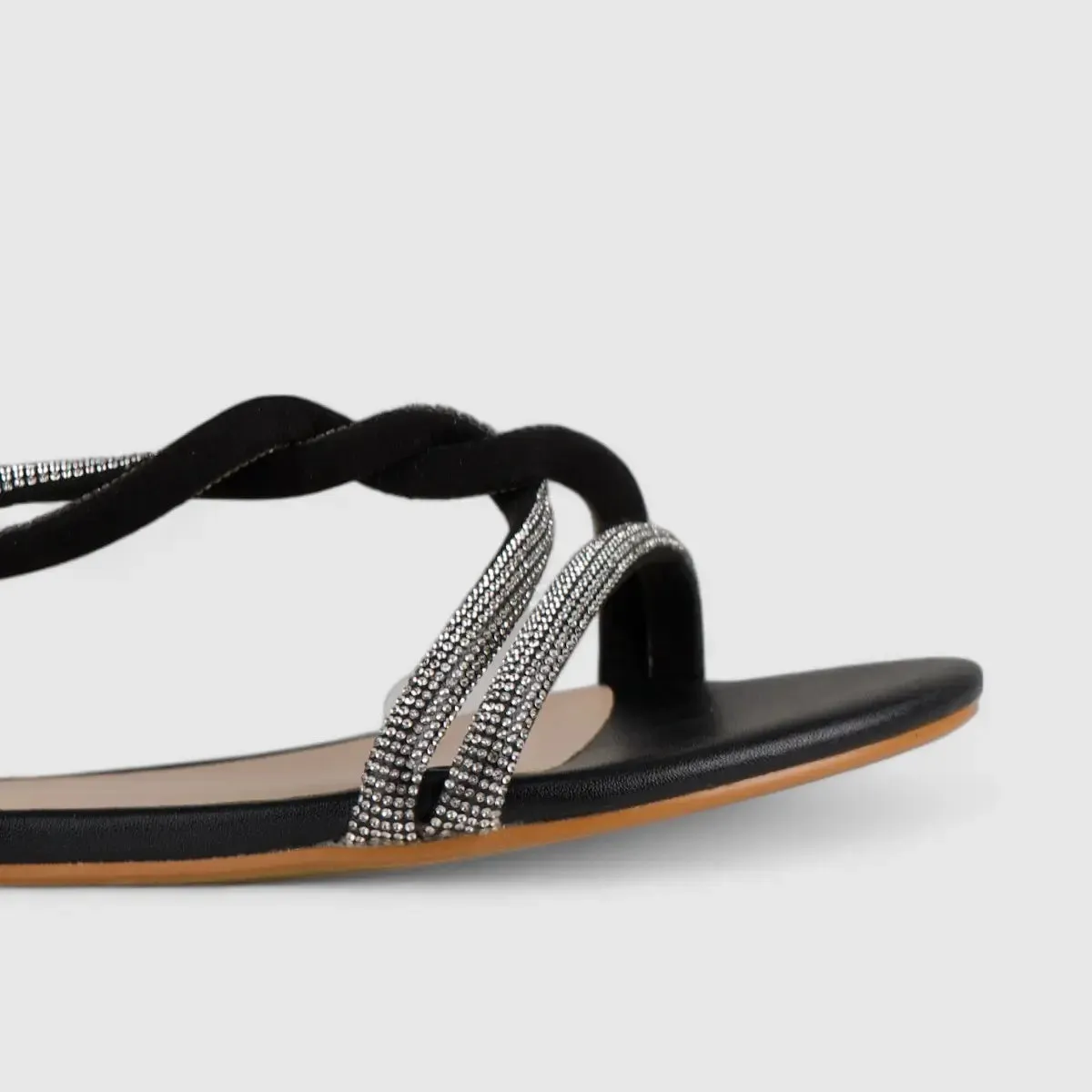 Bulbul Flat Bling  Sandal Black HAR013 Academy Sandals