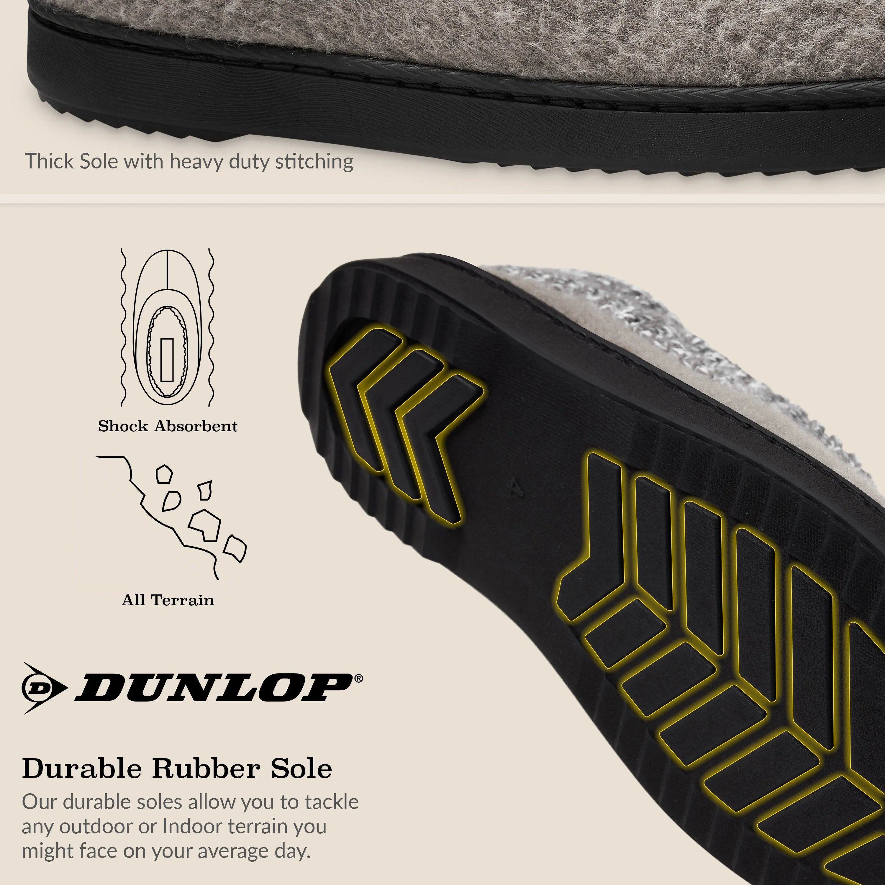 Dunlop Ladies Slippers, Memory Foam Fleece Lined House Shoes, Non Slip Rubber Sole Red Slippers