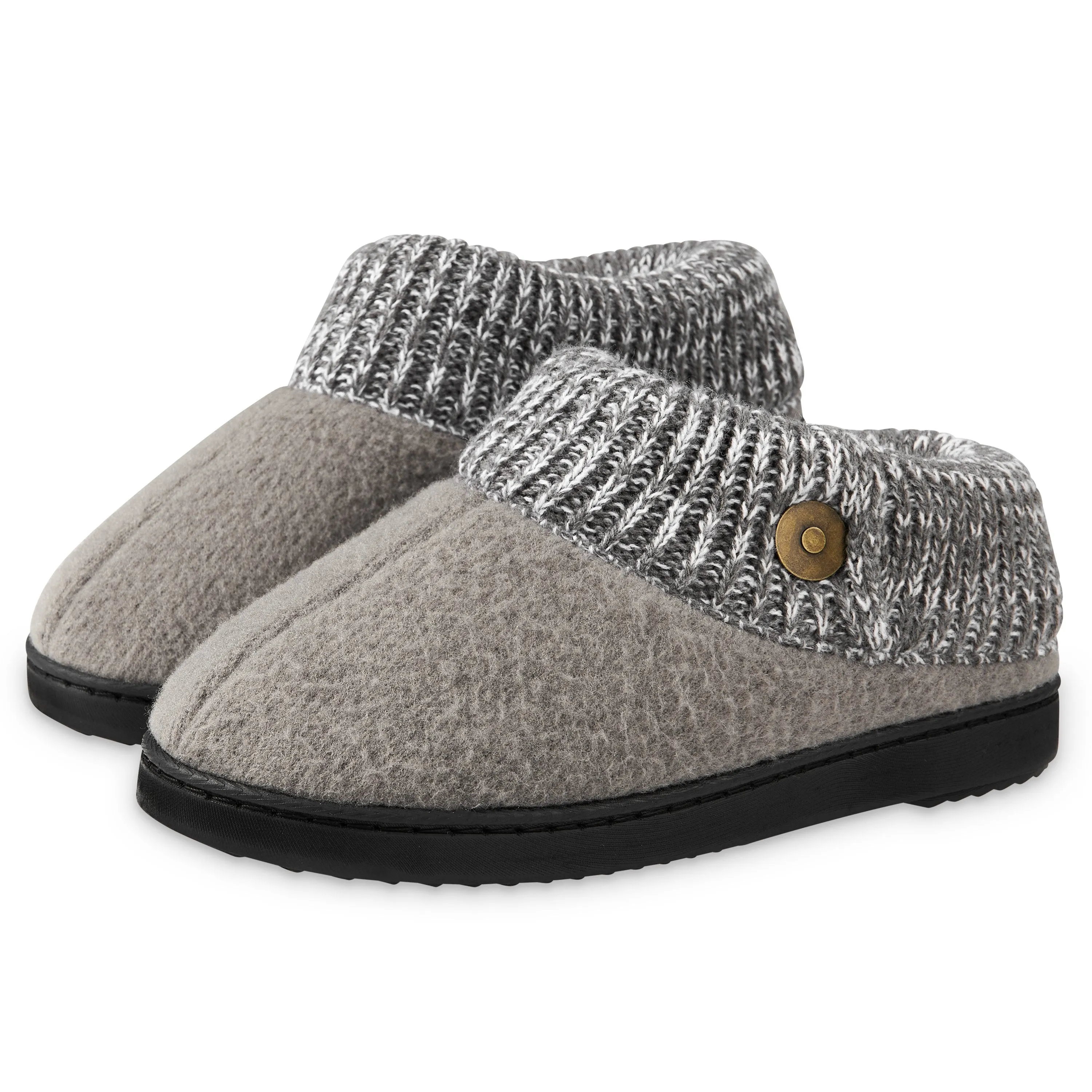 Slippera Dunlop Ladies Slippers, Memory Foam Fleece Lined House Shoes, Non Slip Rubber Sole
