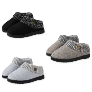 Dunlop Ladies Slippers, Memory Foam Fleece Lined House Shoes, Non Slip Rubber Sole Asian Slippers