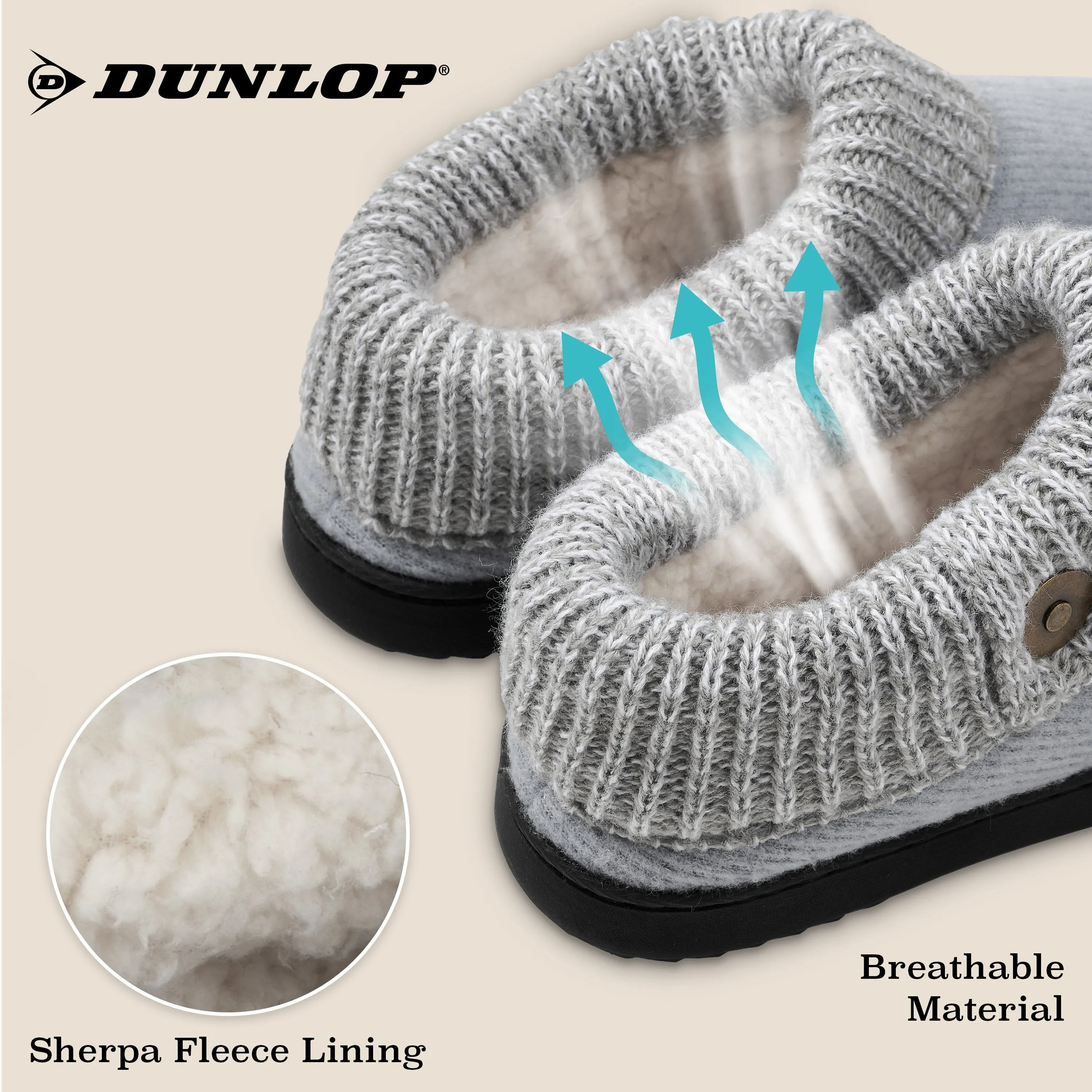 Spike Slippers Dunlop Ladies Slippers, Memory Foam Fleece Lined House Shoes, Non Slip Rubber Sole