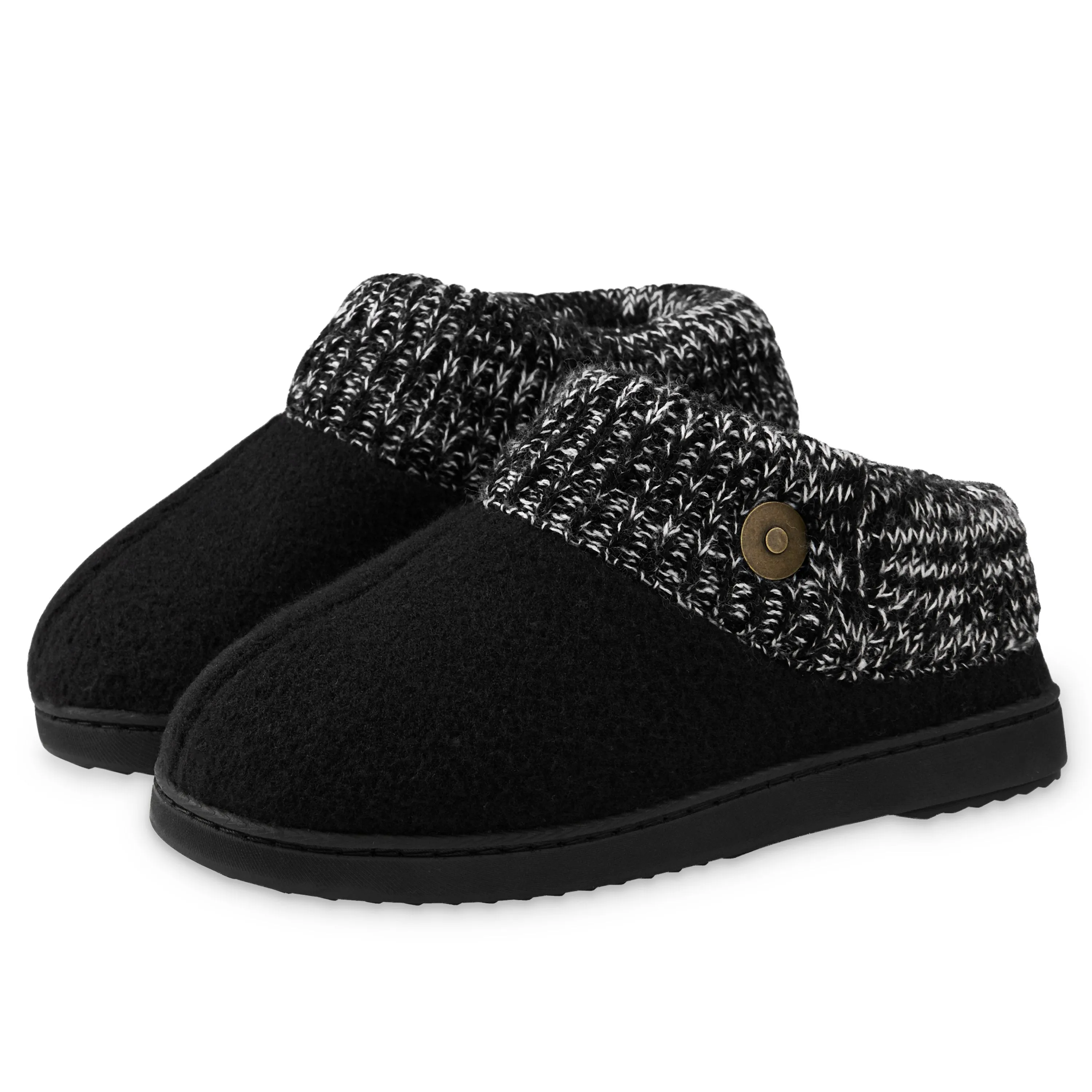 Slippers Wedge Heel Dunlop Ladies Slippers, Memory Foam Fleece Lined House Shoes, Non Slip Rubber Sole