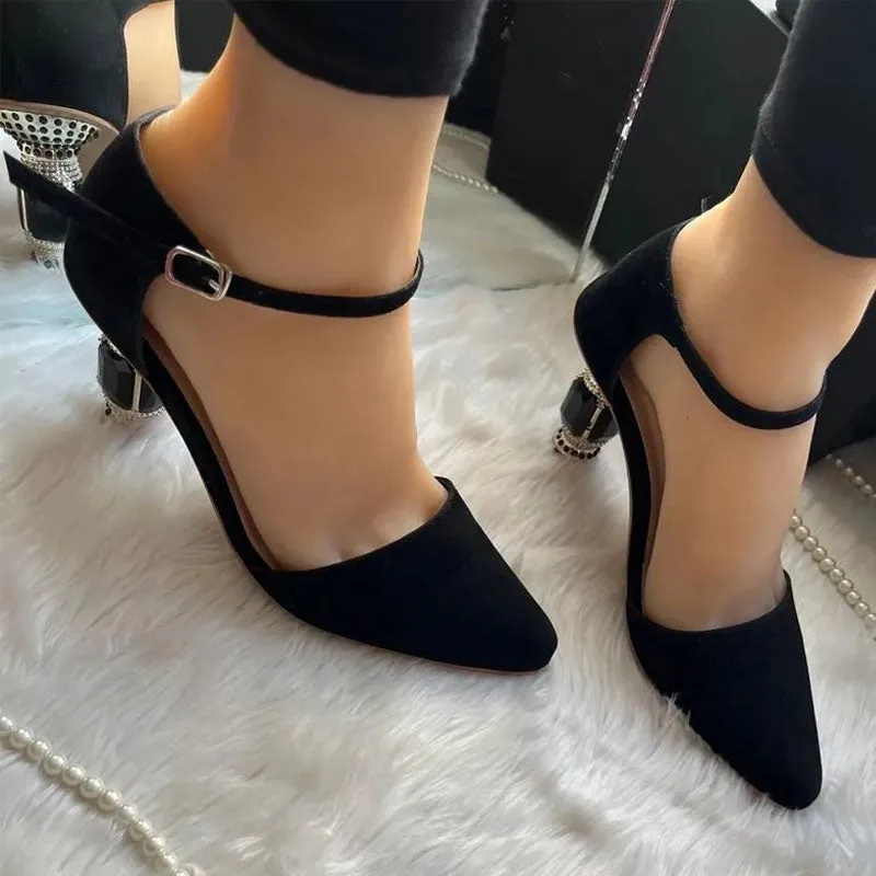 Birkenstock Sandals Womens Velvet High Heels Rhinestone Shoes