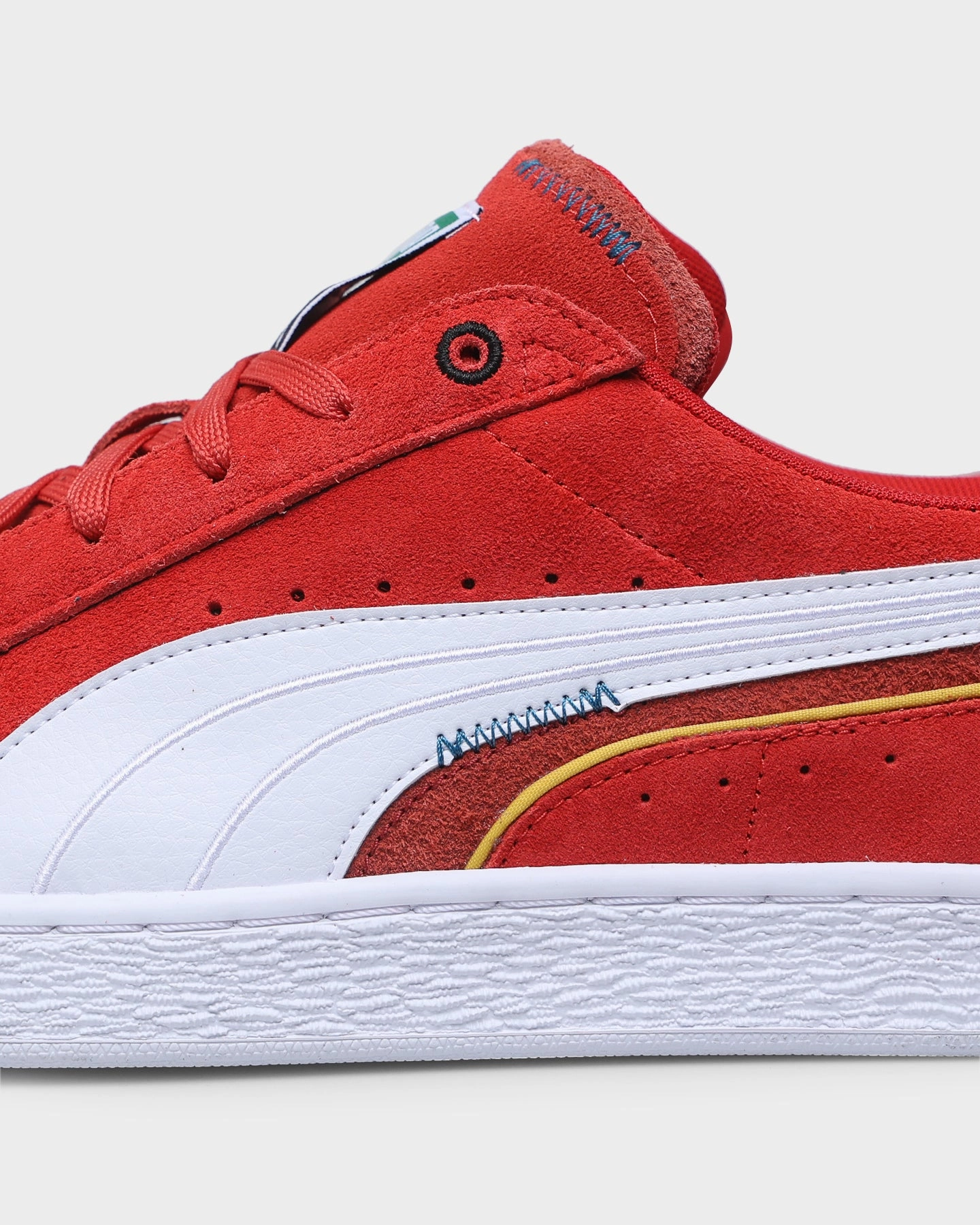Puma Suede Displaced High Risk Red/Puma White Puma Rebound Layup Suede Basketball Shoes