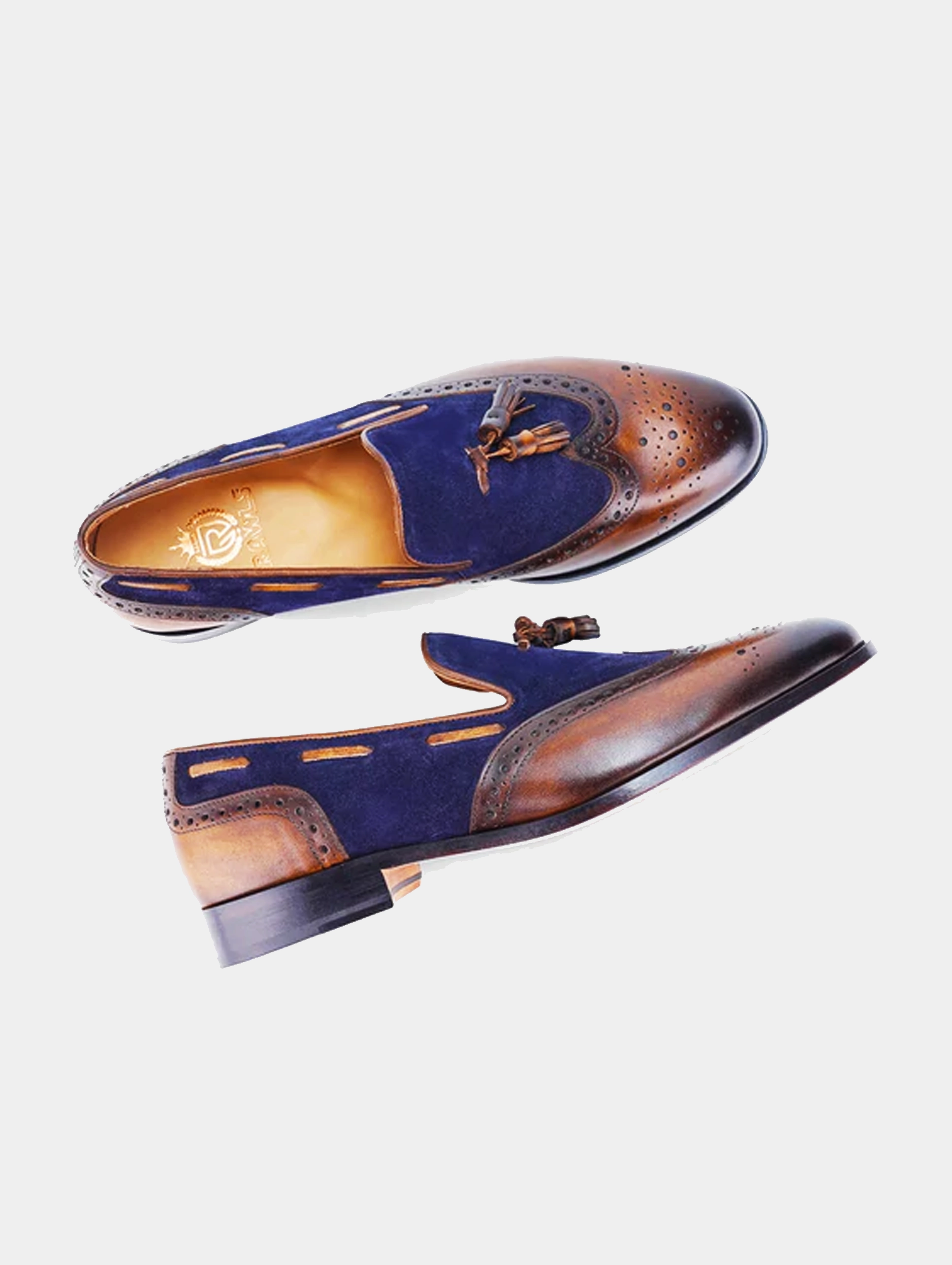 Styling Chunky Loafers Declan Wingtip Tassel Loafer - Tan/Blue with Patina
