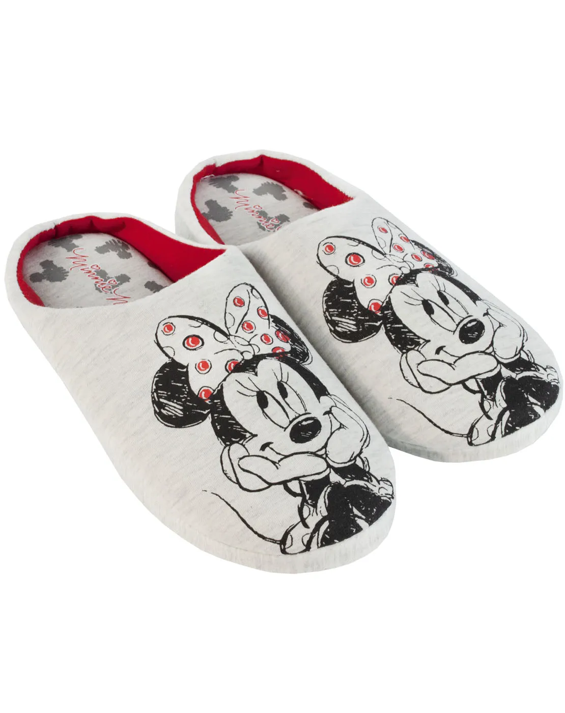 Disney Minnie Mouse Sketch Women's Slippers Slip-On Grey House Shoes Pug Dog Slippers
