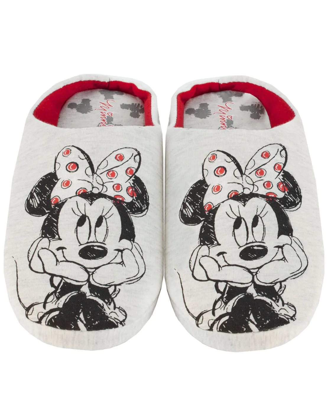 Fanny Pack Slides Disney Minnie Mouse Sketch Women's Slippers Slip-On Grey House Shoes