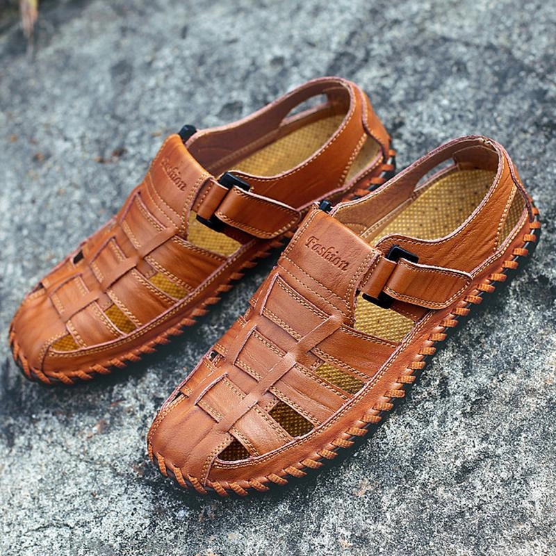 Men Outdoor Flat Heel Hiking Brown Sandals Tao Sandals
