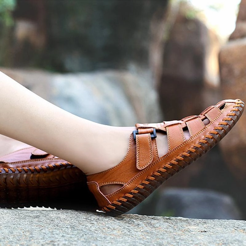 Men Outdoor Flat Heel Hiking Brown Sandals Golf Sandals