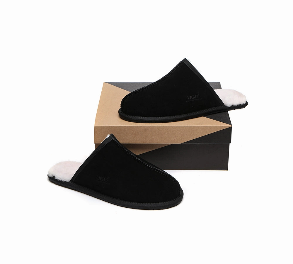 AUSTRALIAN SHEPHERD UGG Slippers Men Sheepskin Wool Scuff Bennett Vibrating Slippers