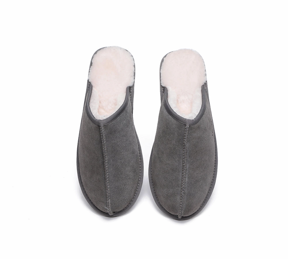 Outdoor Ballet Slippers AUSTRALIAN SHEPHERD UGG Slippers Men Sheepskin Wool Scuff Bennett