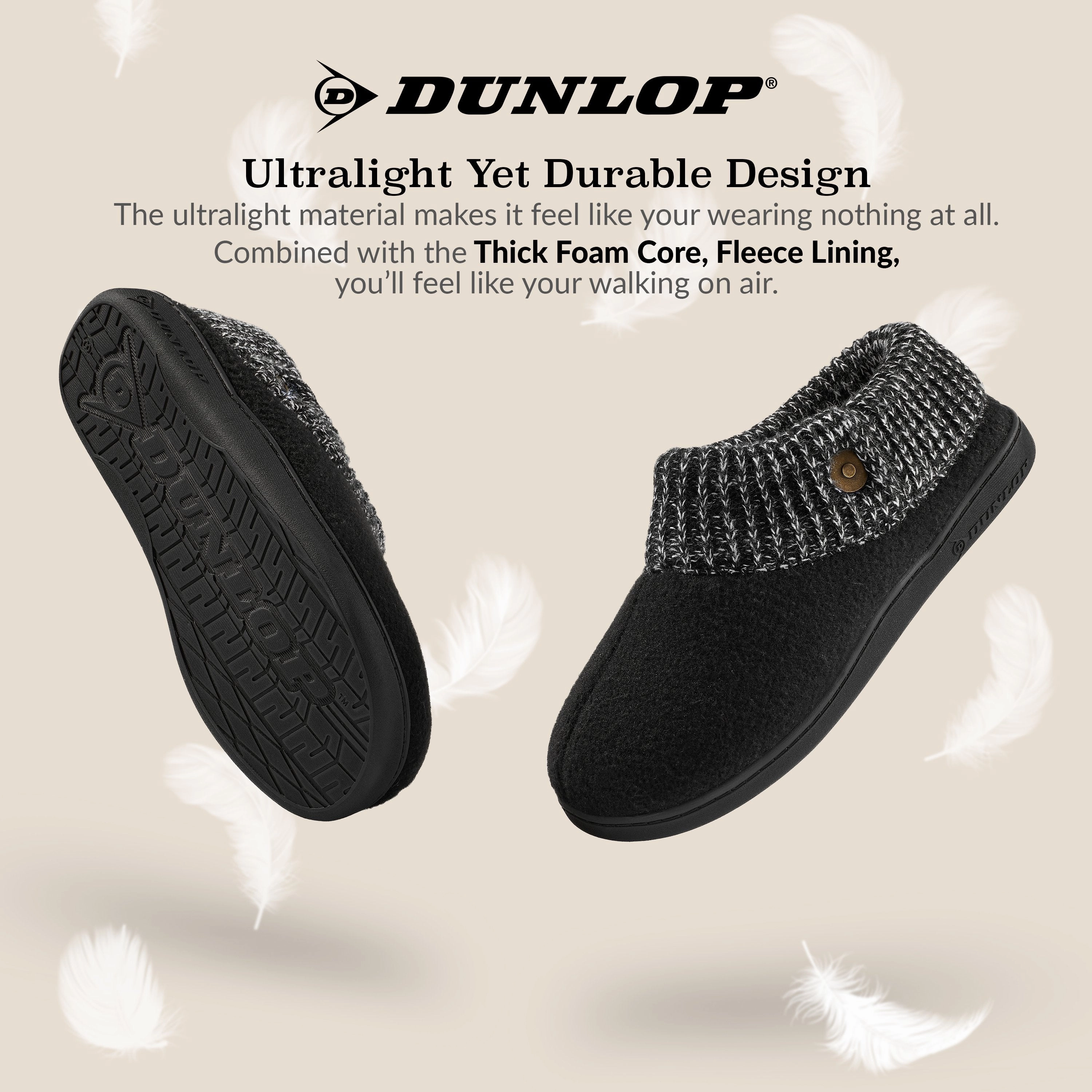 Swords & Slippers Dunlop Mens Slippers, Memory Foam Slippers, Indoor Outdoor House Shoes Non Slip