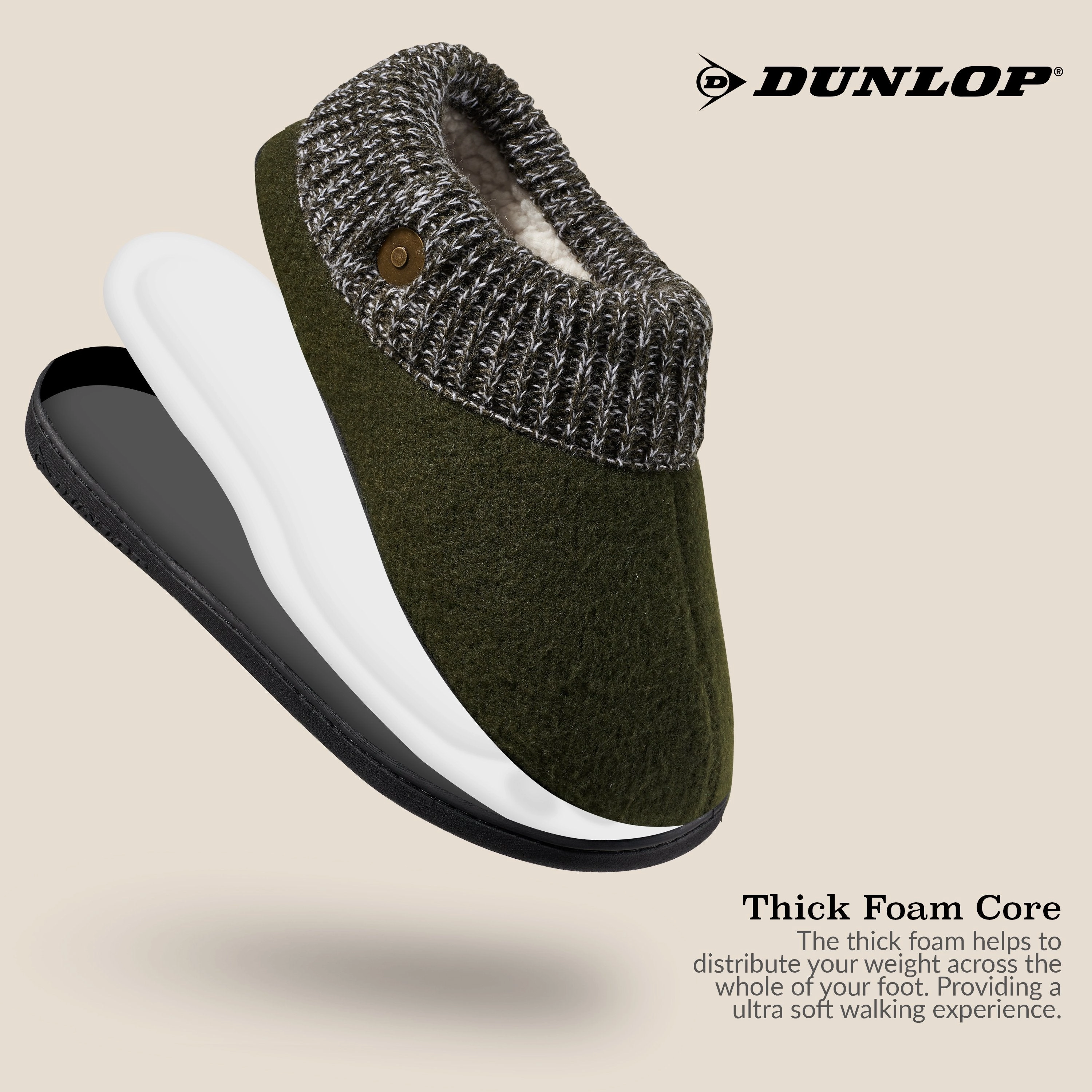 Dunlop Mens Slippers, Memory Foam Slippers, Indoor Outdoor House Shoes Non Slip Slippers With Removable Soles