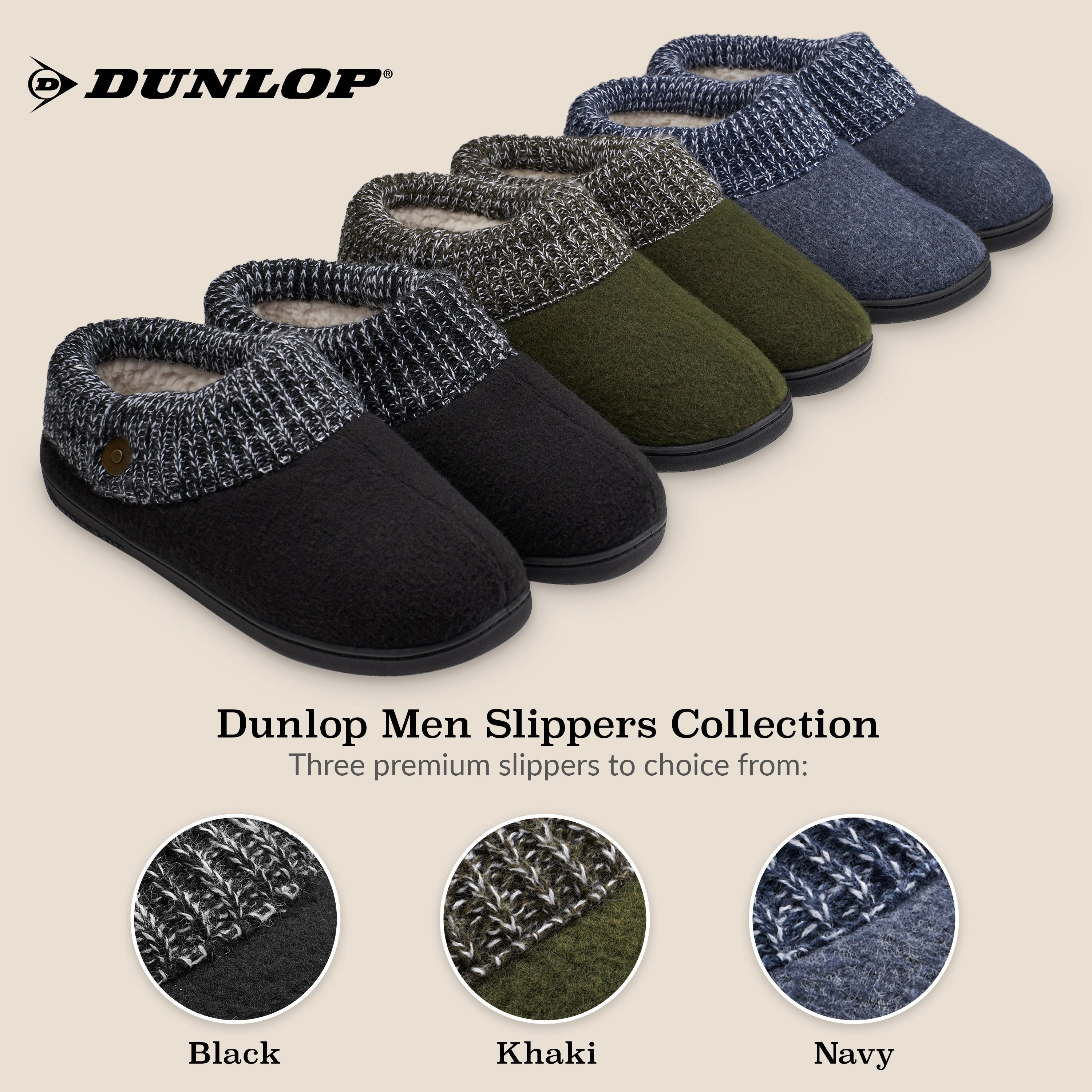 Dunlop Mens Slippers, Memory Foam Slippers, Indoor Outdoor House Shoes Non Slip Comfy Air Slippers