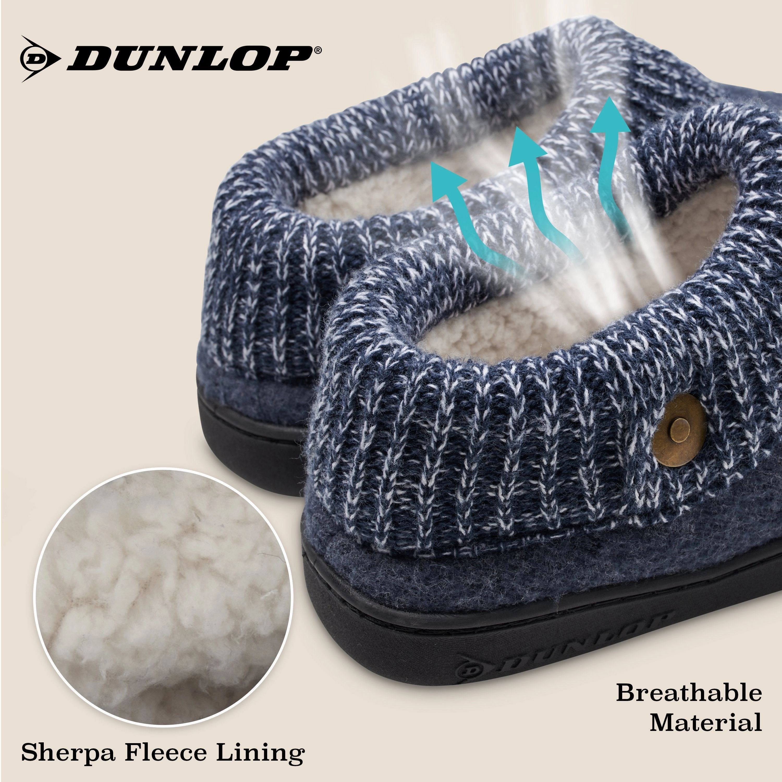 Dunlop Mens Slippers, Memory Foam Slippers, Indoor Outdoor House Shoes Non Slip Lamo Footwear Slippers