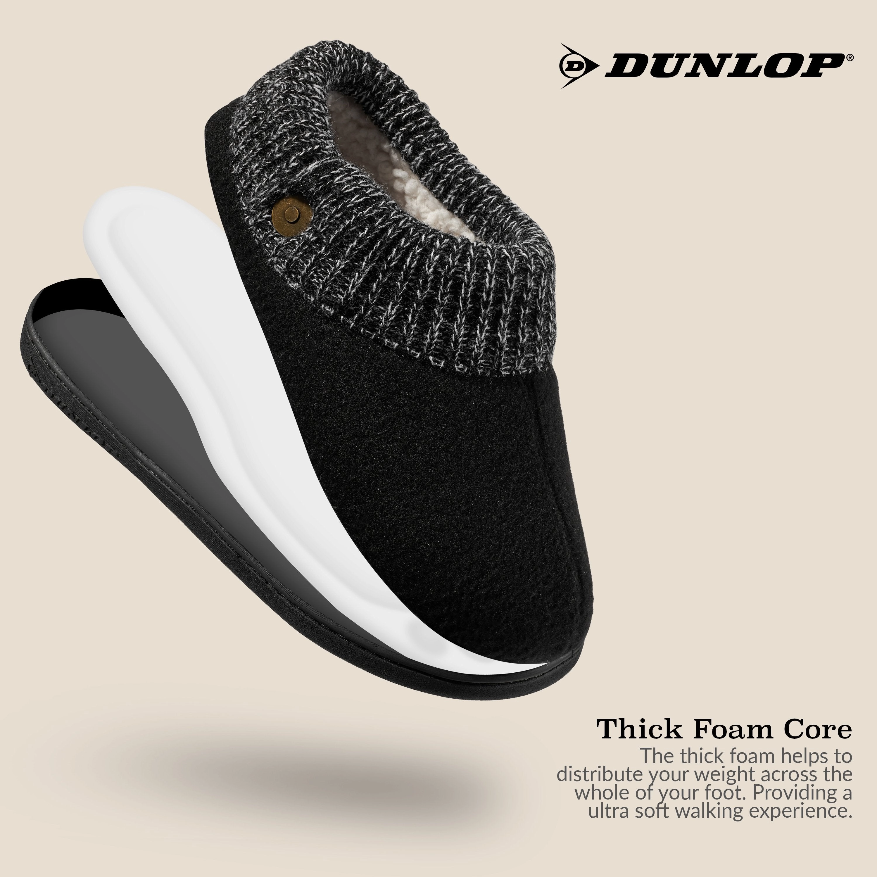 Dunlop Mens Slippers, Memory Foam Slippers, Indoor Outdoor House Shoes Non Slip Infant Bunny Slippers