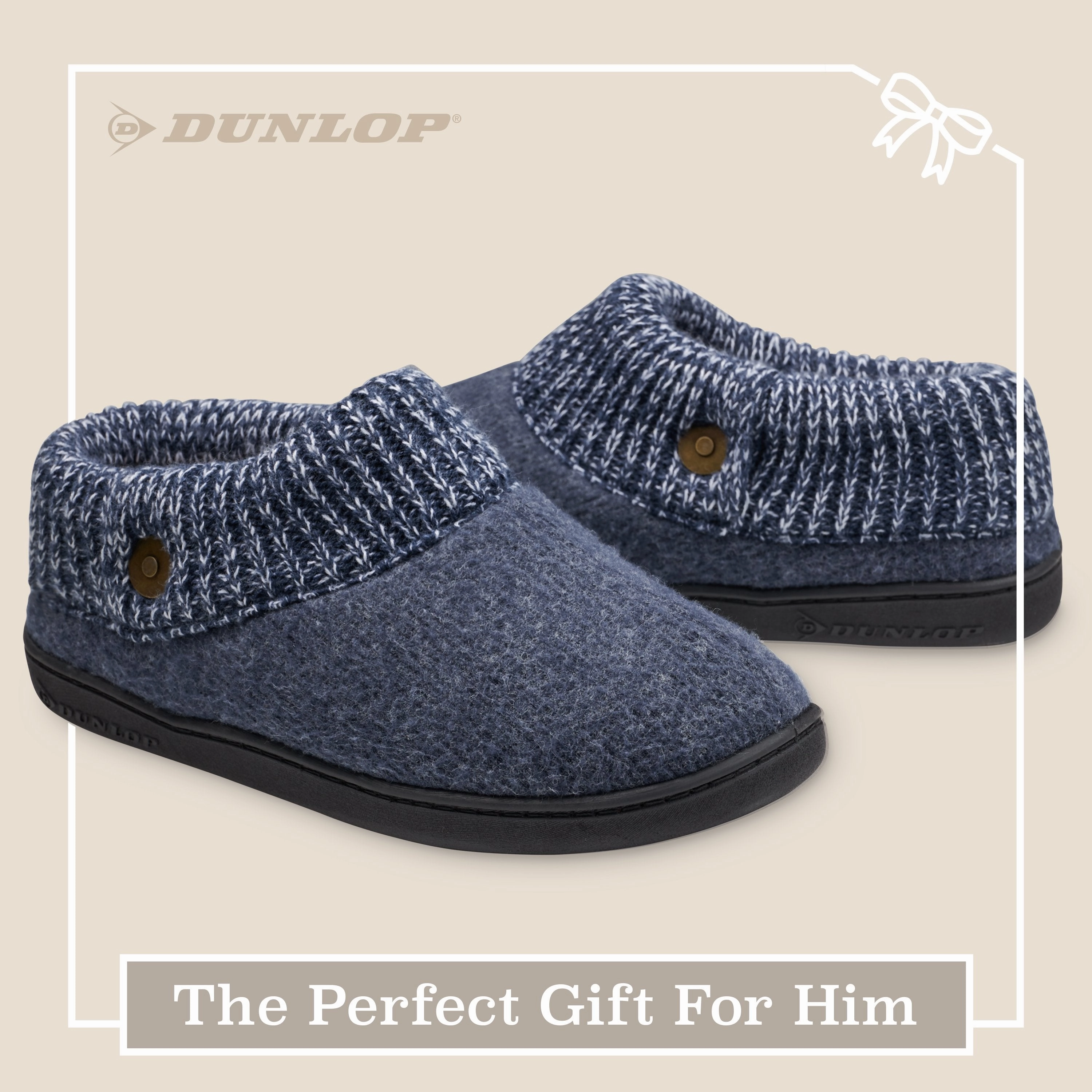 Dunlop Mens Slippers, Memory Foam Slippers, Indoor Outdoor House Shoes Non Slip Slides Bloom Supreme