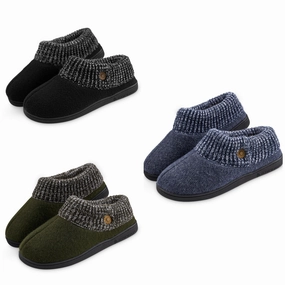 Dunlop Mens Slippers, Memory Foam Slippers, Indoor Outdoor House Shoes Non Slip Slippers With Fluff