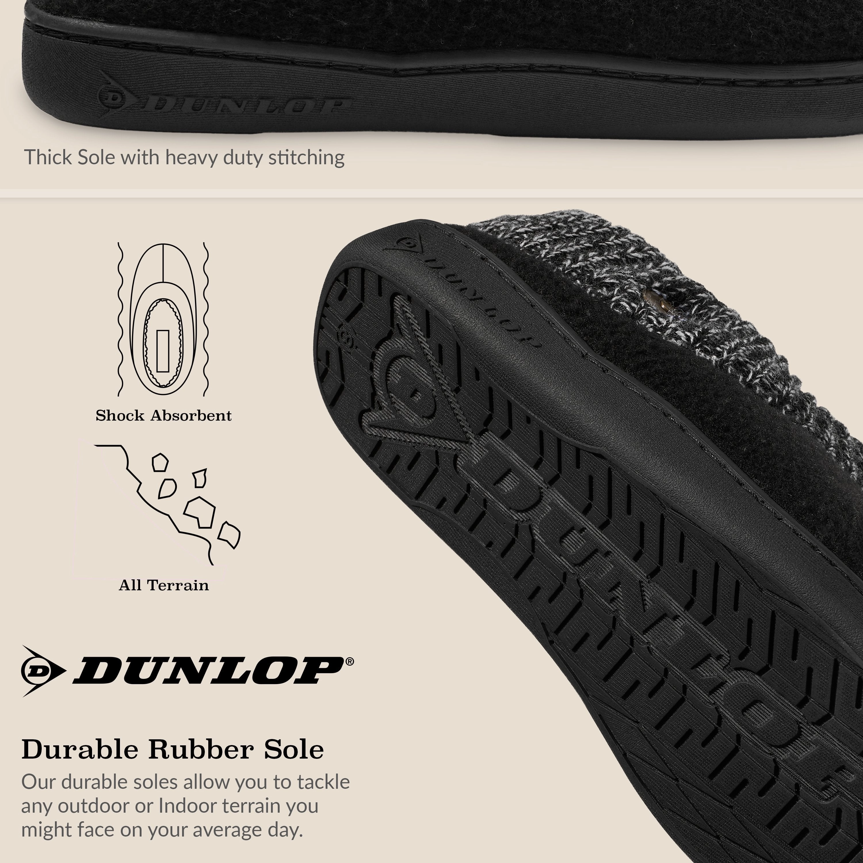Dunlop Mens Slippers, Memory Foam Slippers, Indoor Outdoor House Shoes Non Slip Good Slippers For Elderly