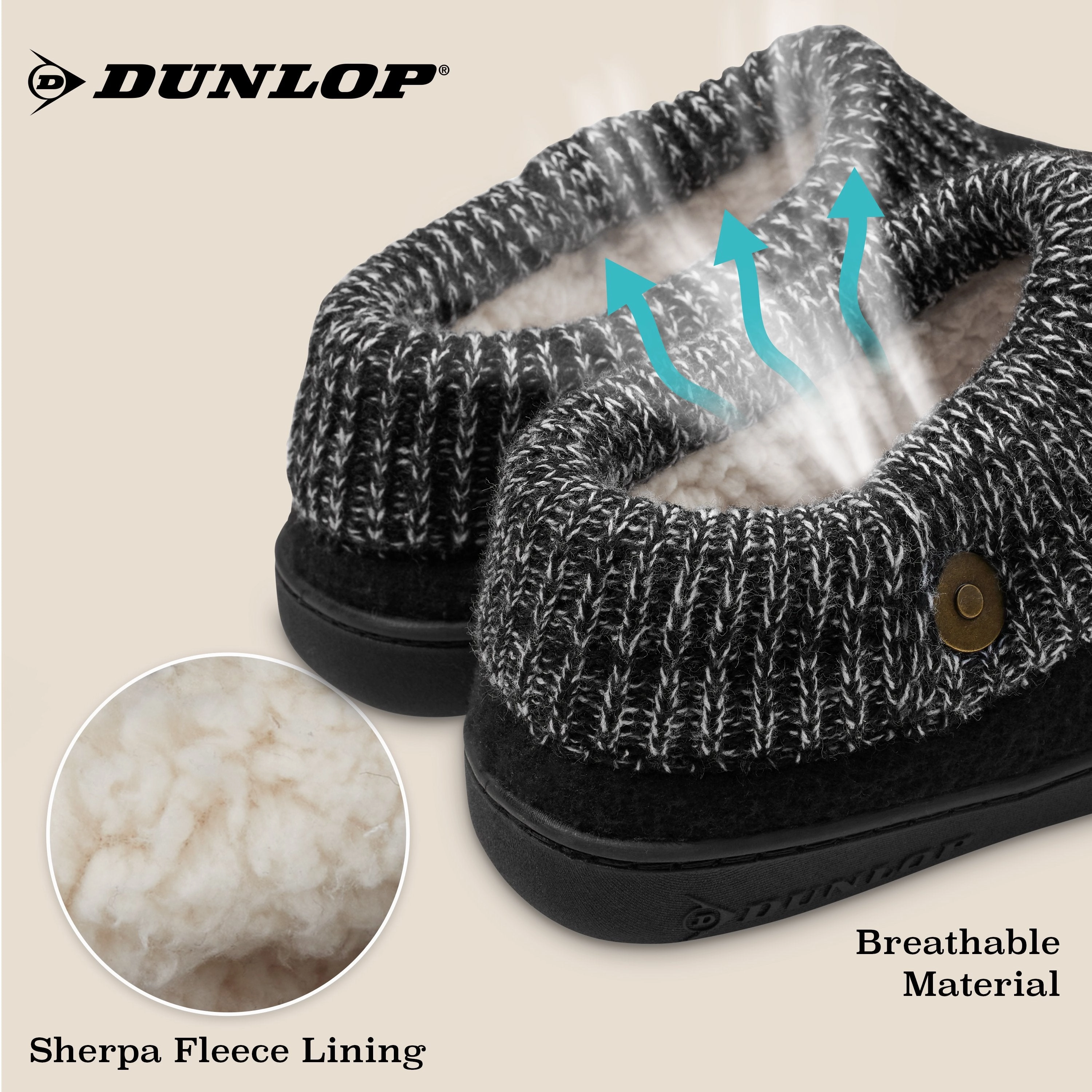 Dunlop Mens Slippers, Memory Foam Slippers, Indoor Outdoor House Shoes Non Slip Everly Slides