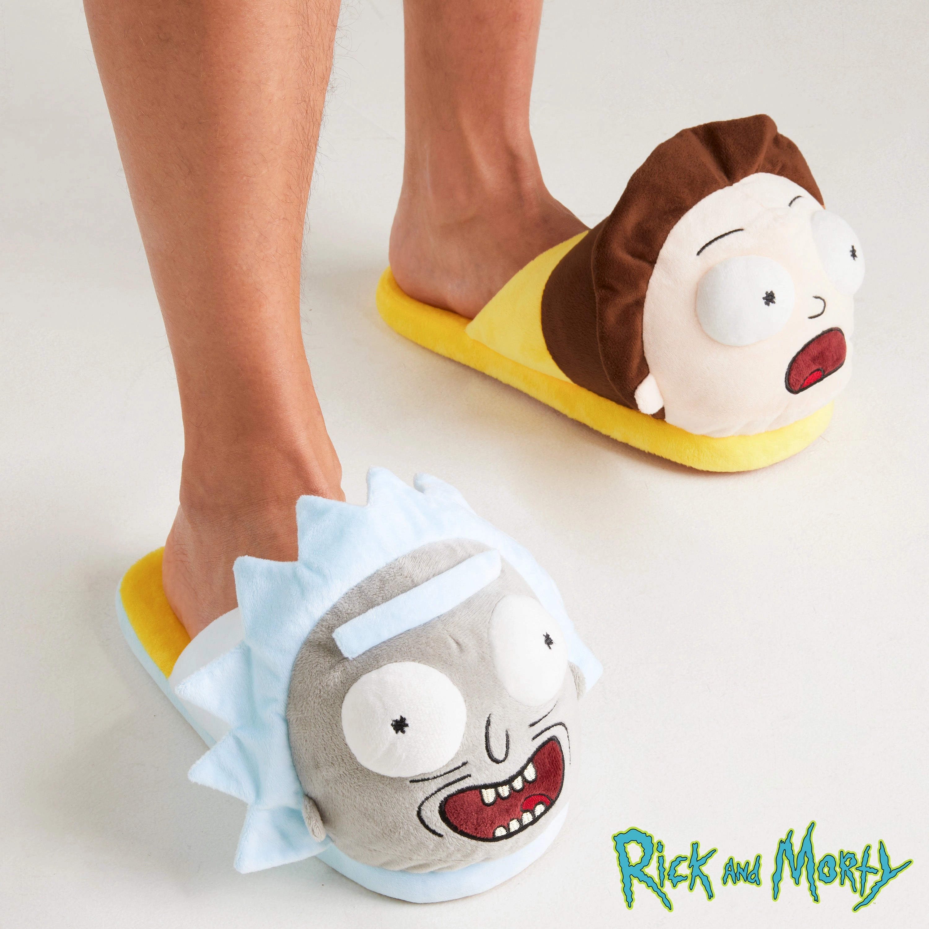 RICK AND MORTY Men's Slippers - 3D Plush Warm Indoor House Shoes Men Teenagers Size 5-10 Non Slip Sole - Gifts for Him Uzzy Slippers