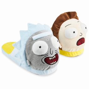 RICK AND MORTY Men's Slippers - 3D Plush Warm Indoor House Shoes Men Teenagers Size 5-10 Non Slip Sole - Gifts for Him Personalised Slides Sandals