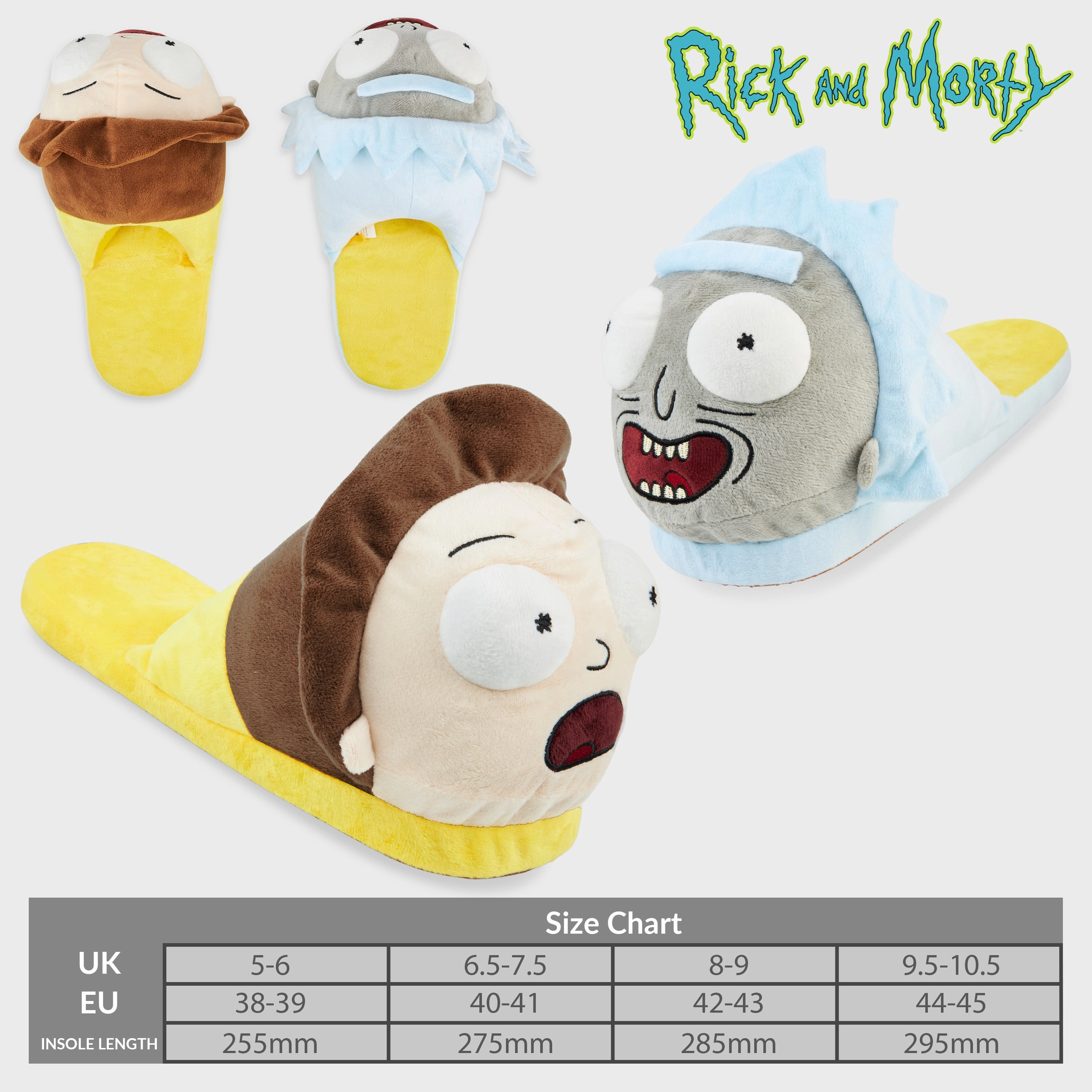 RICK AND MORTY Men's Slippers - 3D Plush Warm Indoor House Shoes Men Teenagers Size 5-10 Non Slip Sole - Gifts for Him Pokemon Slippers