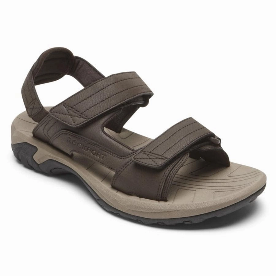 Fluffy Sandals Rockport Men's Byron Quarter Strap Sandals- Brown