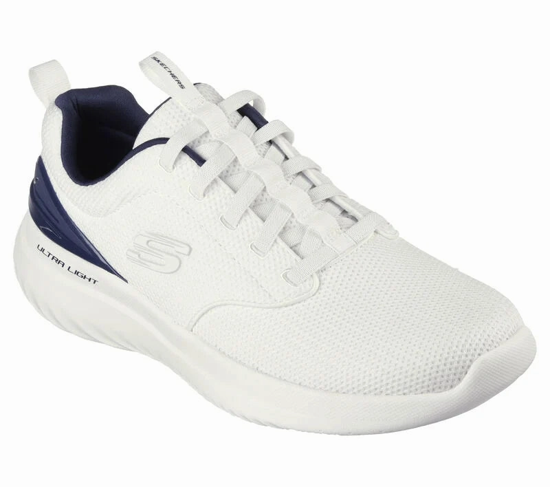 Best Water Resistant Running Shoes Skechers MEN'S Bounder 2.0 - Howlite #232675 WHT/Navy