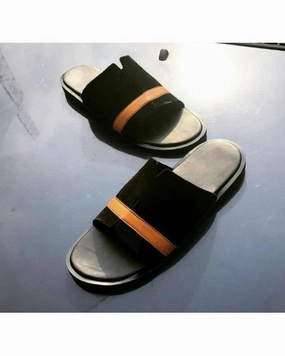 BLACK GOVERNORS SUEDE SLIPPERS WITH BROWN LINING LEATHER DETAIL Cat Paw Slippers