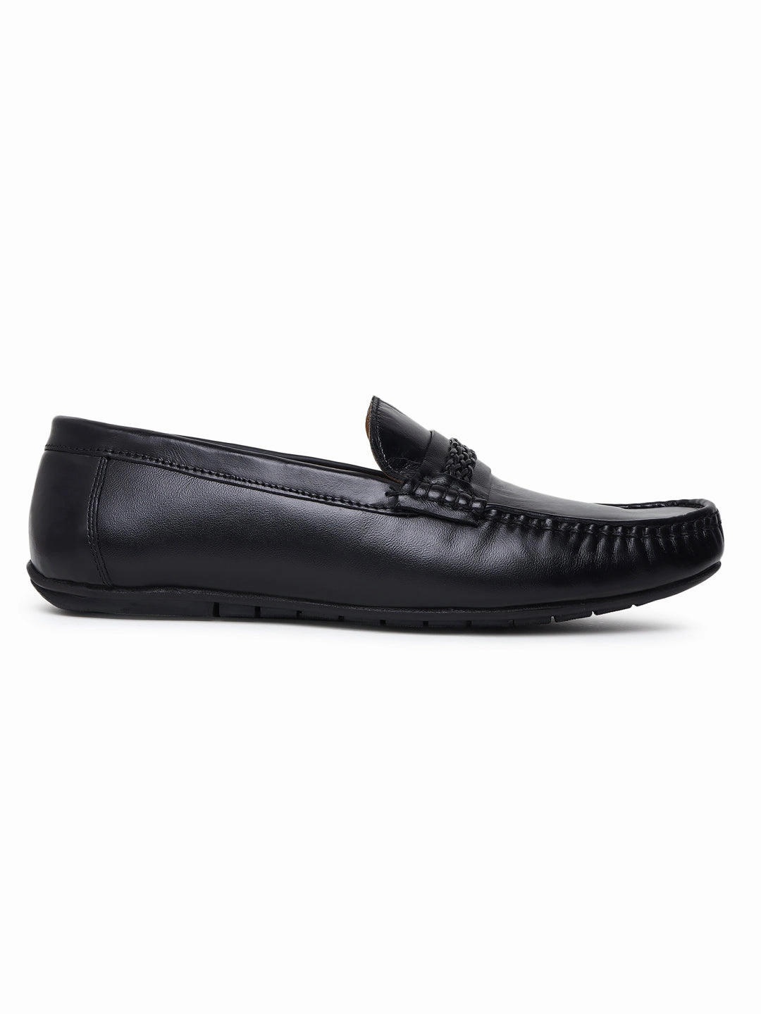 Dress Shoes Casual Wear Men Solid Genuine Leather Black Loafers
