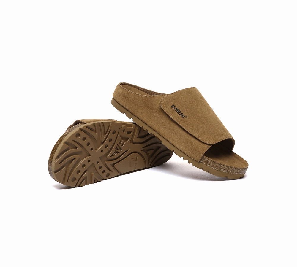 Island Sandals EVERAU Men Adjustable Embossed Slip-on Summer Slides Justice