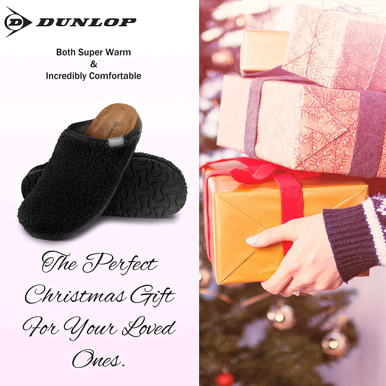 Knitted Pattern For Slippers DUNLOP Slippers Warm Fuzzy Slip On Clog Slippers Comfy Mule House Shoes - Womens