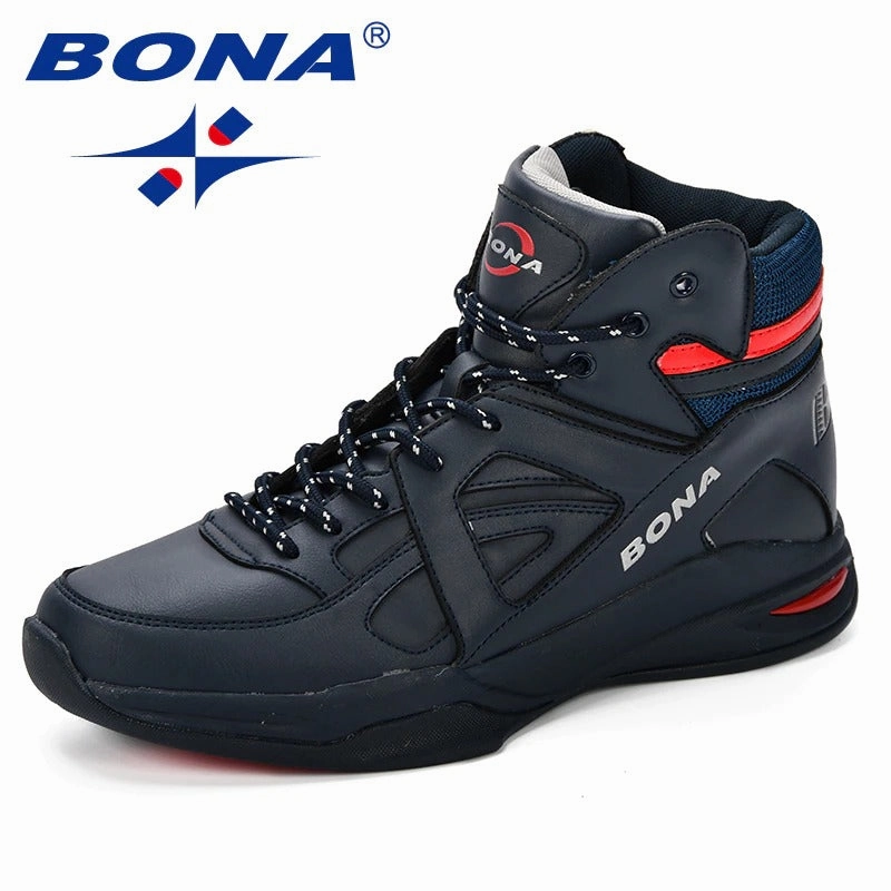BONA Men Basketball Shoes Cow Split Men Shoes Outdoor Trail Shoes For Feet