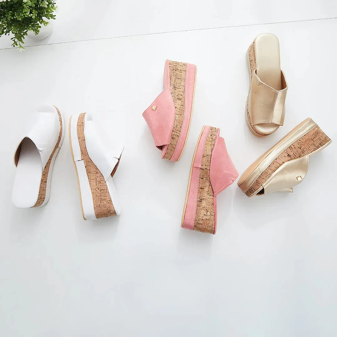 Shanon - Comfortabele sandalen zonder veters met kurken voetbed Sleehakken met plateau Dr Slippers