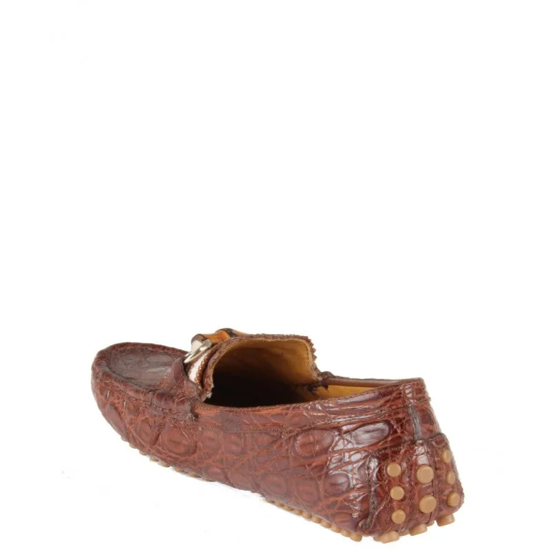 Gucci Dark tan crocodile leather bamboo detail driving shoes Loafers Shows