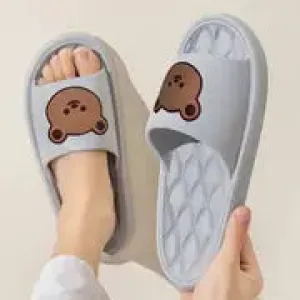 Cute Bear Pattern Slides, Casual Open Toe Soft Sole Shoes, Comfortable Indoor Home 303933 Jordan Slides Hydro