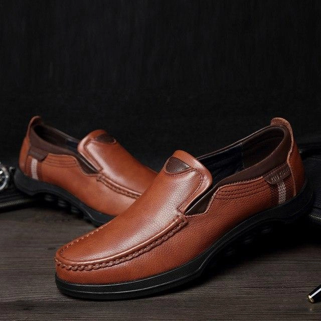 Shoes - Plus Size Top Men Genuine Leather Flat Comfy Shoes For Bunions And Flat Feet