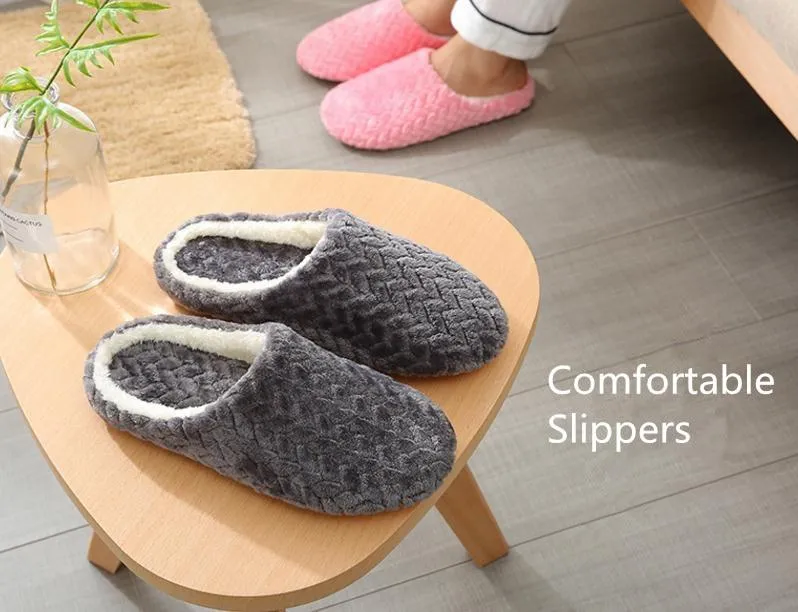 Womens's plush warm house shoes anti-slip wtinter indoor slippers closed toe 32 Degrees Slides