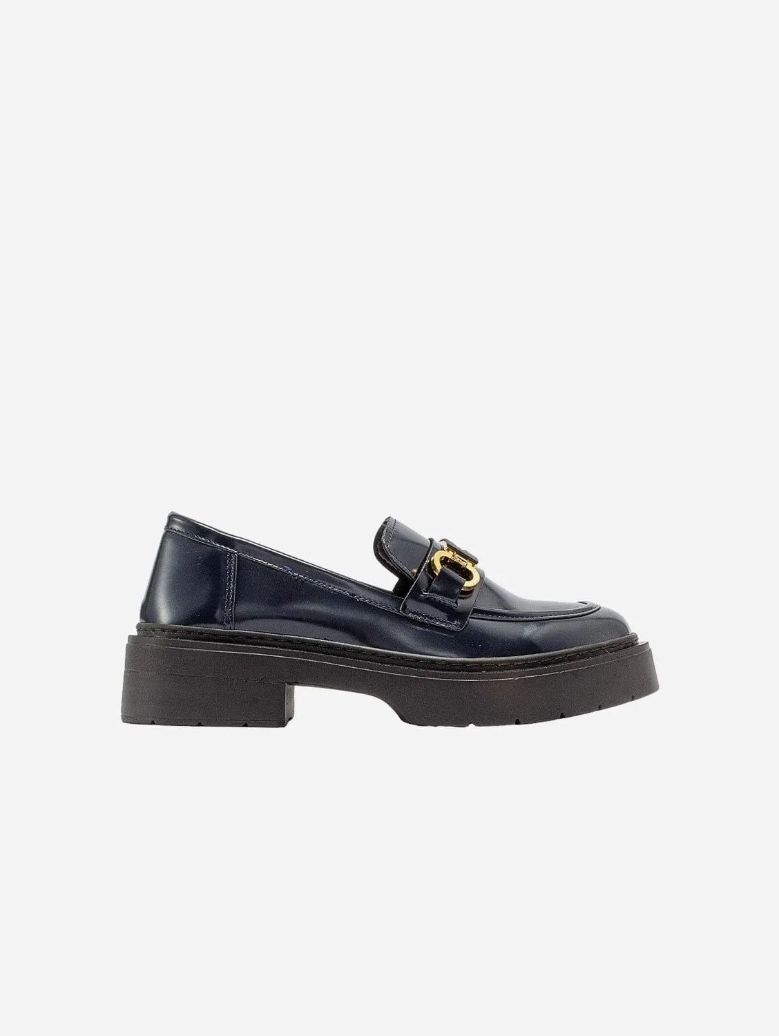 Simone Vegan Leather Bit Platform Loafers | Navy Patent Valentino Loafers