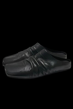 Wrinkled Leather Slippers Ysl Slides