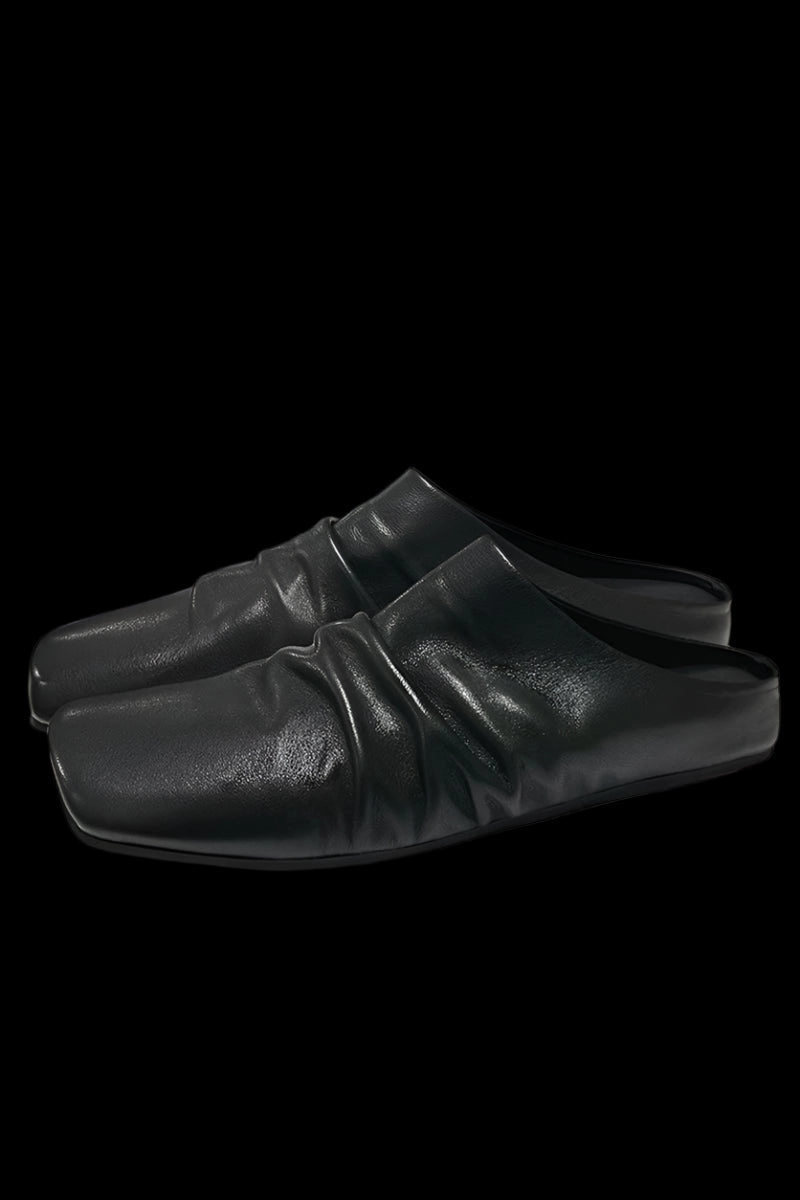 Slides Bloom Wrinkled Leather Slippers